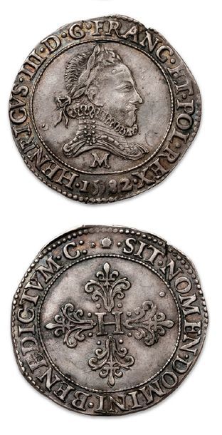 null HENRI III (1574-1589)
Franc au col fraisé. 1582. Toulouse.
D. 1130a. Flan large.
TTB...