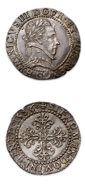 null HENRI III (1574-1589)
Demi franc au col plat. 1586. Poitiers.
D. 1131. Supe...