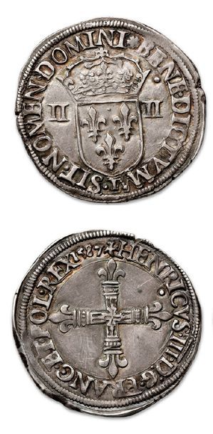 null HENRI III (1574-1589)
Quart d'écu. 1587. Nantes.
D. 1133. Presque superbe.