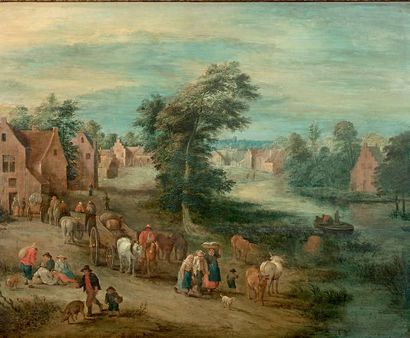 Attribué à Théobald MICHAUD (1676-1755) Scènes paysannes: Le retour du marché et...