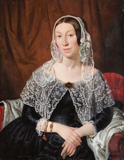 Moritz CALISCH (1819-1870) Portrait de femme assise
Huile sur toile, signée et datée...