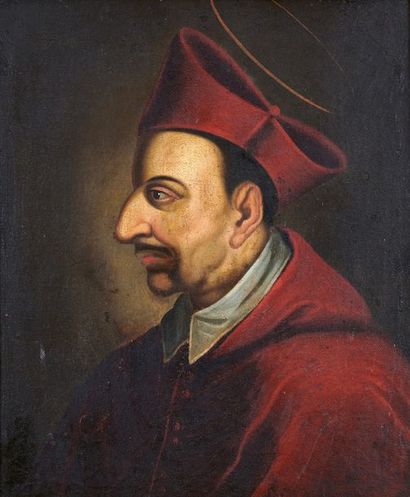 École FRANÇAISE du XVIIIe siècle Portrait of Cardinal Charles Borromeo
Oil on canvas,...