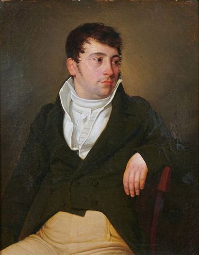 École Française du XIXe siècle Portrait of a seated
man Oil on canvas. (Restorations).
40,3...