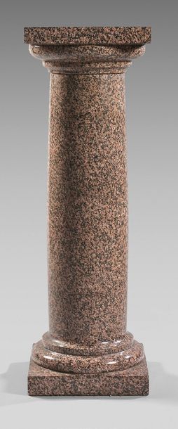 Cylindrical granite column. Square top and...