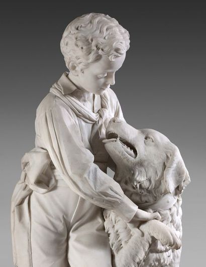 Enrico PAZZI (1819-1899) Portrait en pied présumé de Giulio Rasponi enfant, jouant...