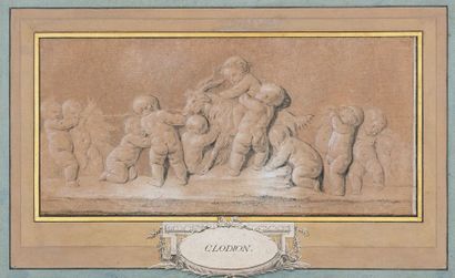 École FRANÇAISE du XVIIIe siècle Study of a bas-relief with a group of children playing...