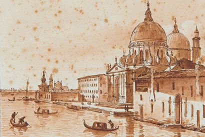 VICTOR-JEAN NICOLLE (1754-1826) Vue de l'église de la Salute à Venise
Plume, lavis...