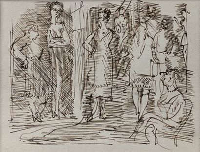 Raoul DUFY (1877-1953) 
Scène de maison, study for La belle enfant, 1930
Ink drawing.
17...