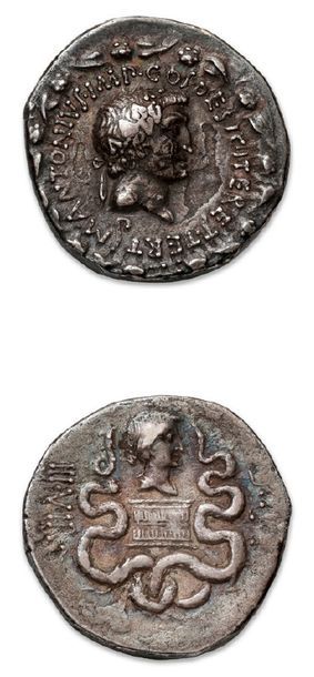 null MARC ANTOINE and OCTAVE (41 BC)
Cistophorus Ephesus (39 BC) Head
of Mark Antony...