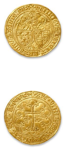 null HENRI VI (1422-1453) Golden
salute. Saint-Lô. 3,46 g.
D. 443A.
APC to superb.
Provenance:...