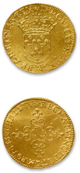 null LOUIS XIII (1610-1643) Gold
shield in the sun. 1636. Amiens. 3,37 g.
D. 1282....