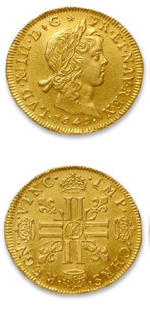 null LOUIS XIV (1643-1715)
Double gold louis with long wick. 1649. Bordeaux.
D. 1421.
Retouched...