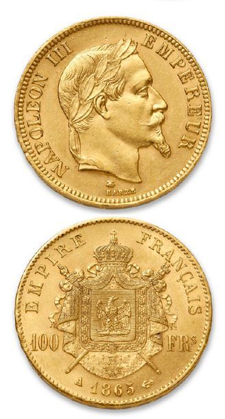 null SECOND EMPIRE (1852-1870)
100 francs or Napoléon III, tête laurée. 1865.
Paris...