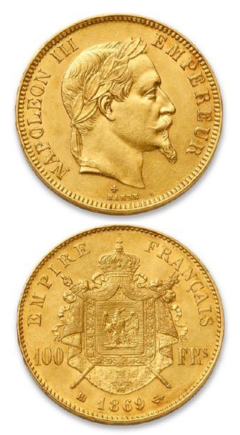 null SECOND EMPIRE (1852-1870)
100 francs or Napoléon III, tête laurée. 1869. Strasbourg.
G....