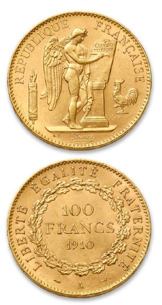 null TROISIÈME RÉPUBLIQUE (1871-1940)
100 francs or Génie. 1910. Paris.
G. 1137a.
TTB...