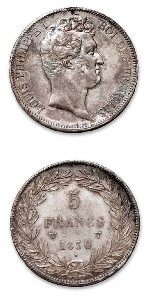 null LOUIS PHILIPPE (1830-1848)
5 francs, tête nue. 1830. Lille.
G. 676. Presque...