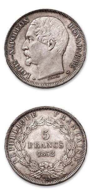 null DEUXIÈME RÉPUBLIQUE (1848-1852)
5 francs, Louis Napoléon Bonaparte. 1852. Paris.
2e...