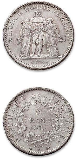 null 5 francs Hercule: 10 exemplaires. 1873A (4 ex.) - 1875A - 1876A (5 ex.).
Les...