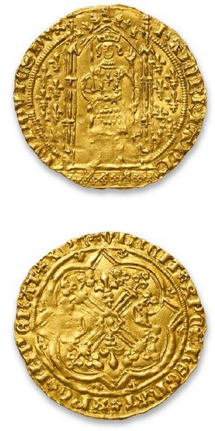 null PROVENCE: Louis II (1382-1384)
Franc à pied d'or, 2e type.
P.A. 4047. Fr. 215.
Traces...