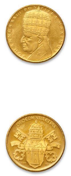 null Jean XXIII (1958-1963)
Médaille en or de 3 ducats. 24 mm. 10,38 g. 980 millièmes.
Splendide.
Joint...