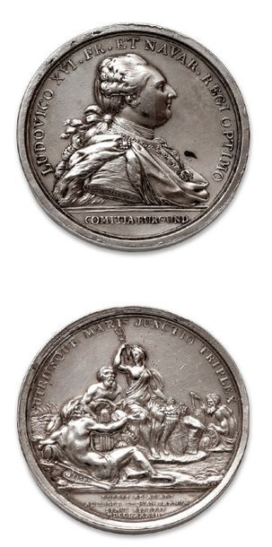 null LOUIS XVI
1783. La Canal du Centre. B. Duvivier. Argent. 50 mm.
La Bourgogne...