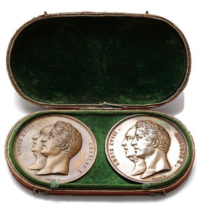 null CHARLES X Set
of 2 silver and bronze medals. Inauguration of the Stock Exchange...