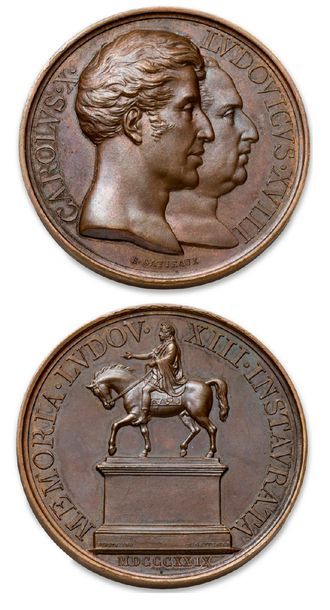 null CHARLES X
Lot de 14 médailles en bronze et cuivre dont: Le Sacre (1825), Conquête...