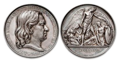 null Lot de 4 médailles en argent de personnages célèbres:
J. D. Larrey (1857), C.R....