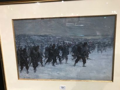 Charles 
Foot soldiers in the snow.
Gouache.
22 x 33 cm
COLLECTION by M. X