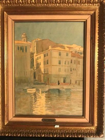Tony MINARTZ (1873-1944) 
The harbor. 
Watercolour, 29.5 x 39.5 cm. 