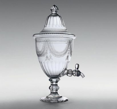 null Punch fountain covered in an ovoid shape made of cut crystal and engraved with...
