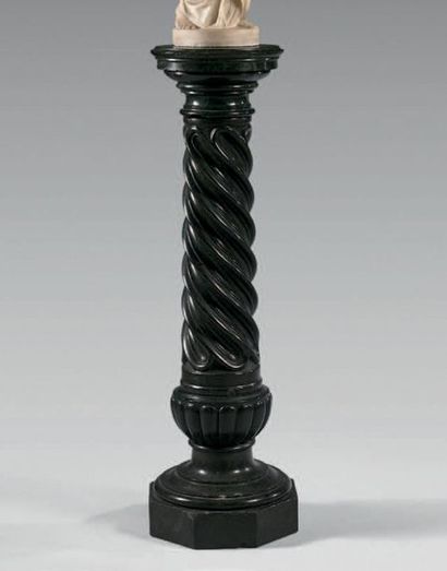 null Green marble column. Torsed fluted shaft. Base with gadroons.
Height: 102 c...