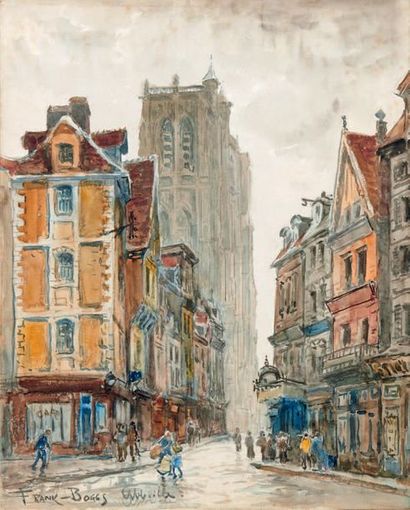 Frank Myers BOGGS (1855-1926) 
Une rue à Abbeville
Watercolour, signed and located...