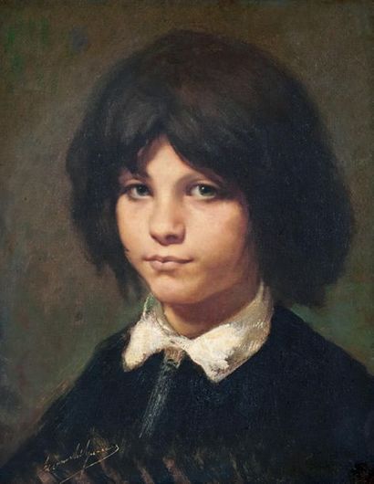 Ecole de l'Est Portrait of a child
Oil on canvas, signed lower left.
40 x 32,5 c...