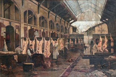 Jacques L'HUILLIER (né en 1867) 
Paris, les anciens abattoirs
Huile sur toile, signée...