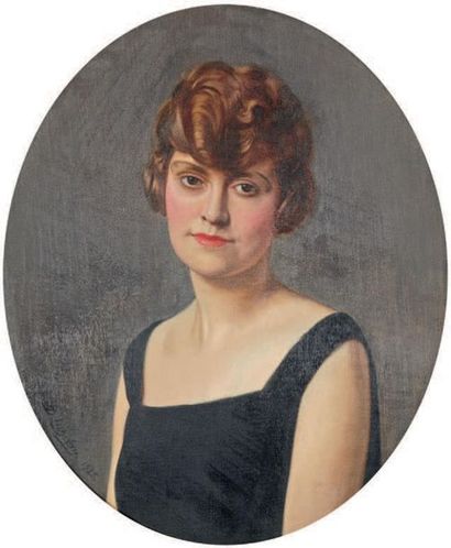 Denis ETCHEVERRY (1867-1950) 
Portrait de femme, 1925
Huile sur toile de forme ovale,...