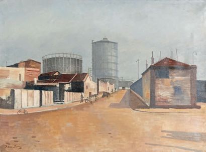 René DUREY (1890-1959) 
Aubervilliers, rue de l'église
Oil on canvas, signed lower...