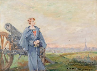 Louise ABBEMA (1858-1927) 
Paris sous les Armes, 1914, 1915
Huile sur panneau, signée,...
