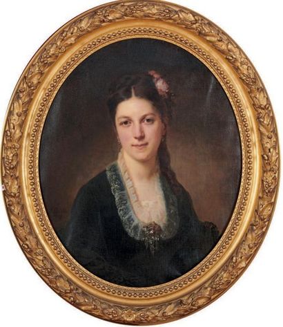 Édouard BAILLE (1814-1888) 
Portrait d'un capitaine et de sa femme
Deux huiles sur...