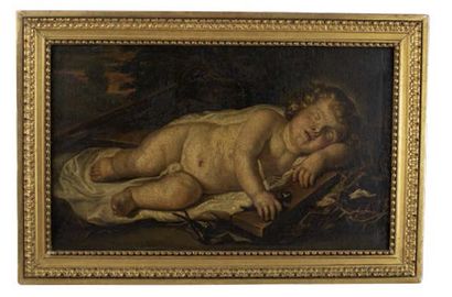 École FLAMANDE vers 1700 
Christ as a child, sleeping and the instruments of the...