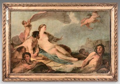 Atelier de Jean-Baptiste PIERRE (1714-1789) 
Vénus
Huile sur toile.
(Petit accident).
62...