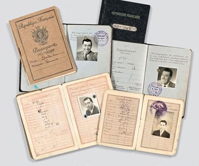 null PASSPORTS and miscellaneous. - 10 bound and paperback booklets, each with photographic...