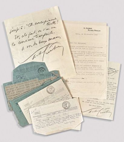 GUITRY (Sacha) 10 pieces addressed to Fernandel, consisting of: one signed autograph...