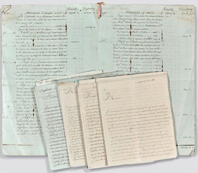 SAINT-DOMINGUE Ensemble comprenant une pièce et 30 lettres. 1787-1791.
- MOULINIER...