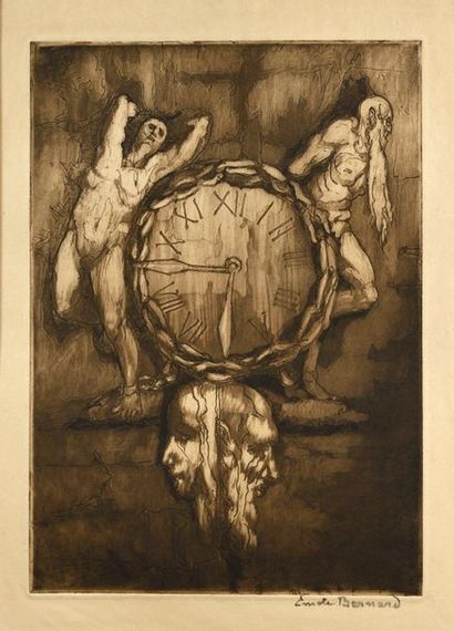 Émile BERNARD A Clock appears above the portal..., plate from
The End of Satan, 1935,...