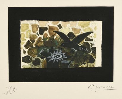 D'après Georges BRAQUE Le Nid vert, vers 1955, aquatinte, 22,5 x 32 cm, marges 38...