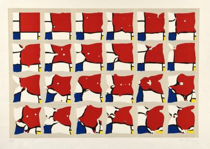 Pol BURY Ramollissements Mondrian, 1983, lithograph, 39 x 57 cm, margins 56 x 76...