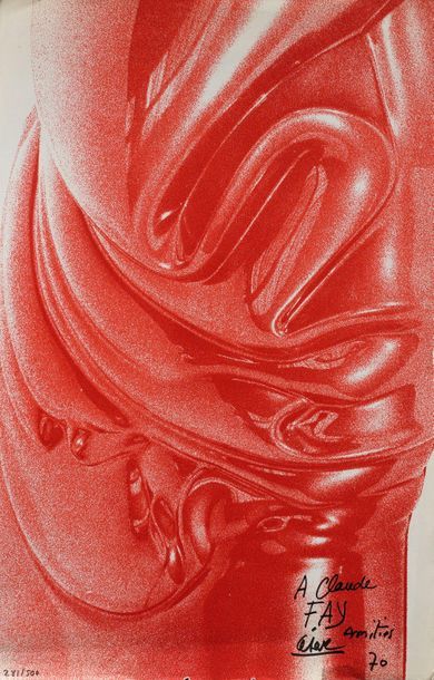 CÉSAR Coulée rouge, 1970, lithographie, feuille
75 x 45 cm, belle épreuve imprimée...