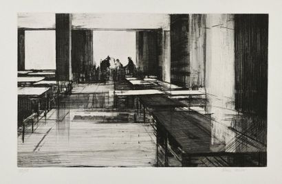 PIERRE COLLIN The Refectory, etching, 29,5 x 48,5 cm, margins 50 x 66 cm, nice proof...