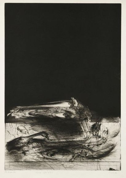 Miodrag DURIC dit DADO The Skull, 1982, etching and black manner, 70 x 48,5 cm, margins...